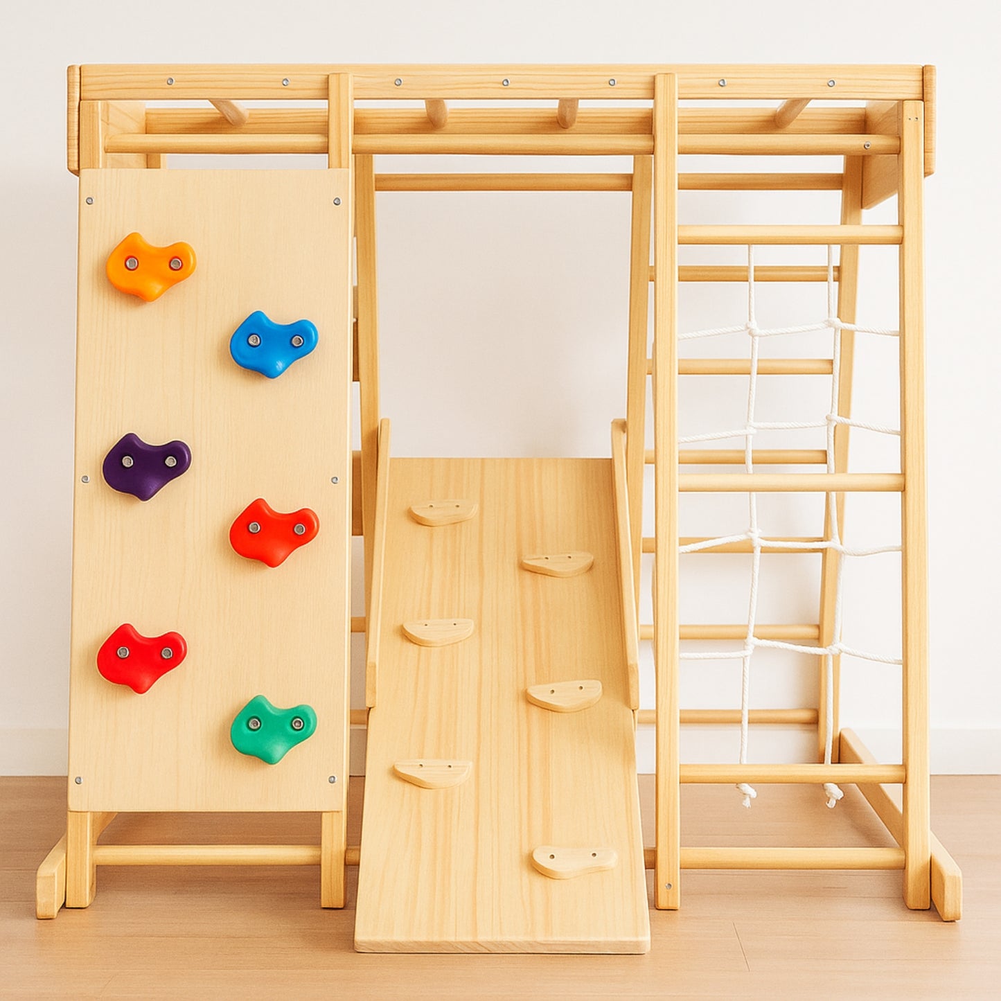 Aire de jeux Intérieur Montessori | avec Prises d'Escalade & Toboggan | enfant 1 an à 5 ans - JouetApprends