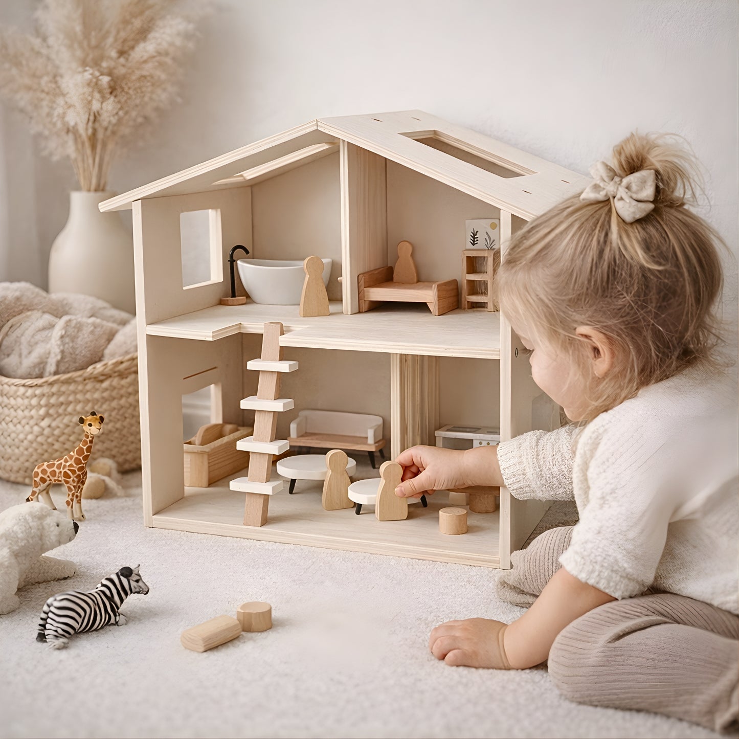 Maison de poupée Montessori en bois - Jouet pour enfant 3 ans et + JouetApprends - JouetApprends