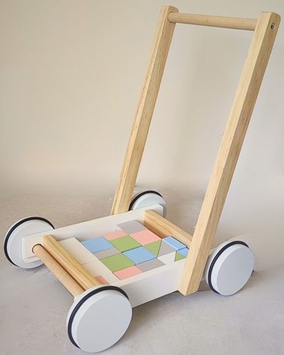 Chariot de marche et blocs de construction | Motricité pour les 1-3 ans - JouetApprends
