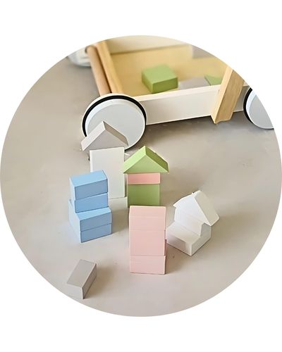 Chariot de marche et blocs de construction | Motricité pour les 1-3 ans - JouetApprends