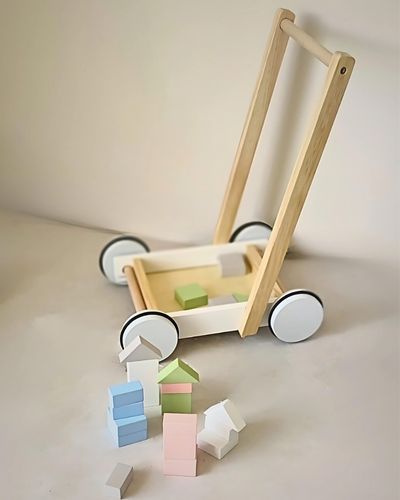 Chariot de marche et blocs de construction | Motricité pour les 1-3 ans - JouetApprends