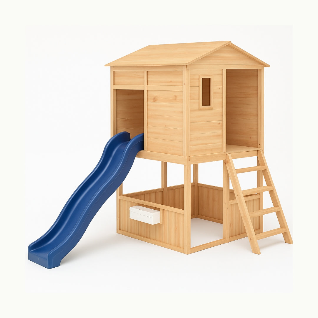 maisonnette-enfant-cabane-bois-avec-toboggan-bac-sable-integre-jeux-exterieur