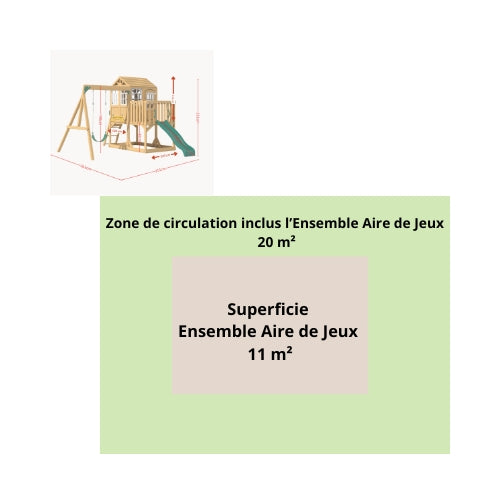 Aire de jeux enfant Montessori - 3 en 1 Balançoire, Toboggan, Cabane en bois modulable - JouetApprends