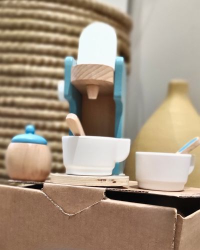 Machine à café enfant - Accessoires dinette en bois - Jouets Montessori 3 ans et plus - JouetApprends