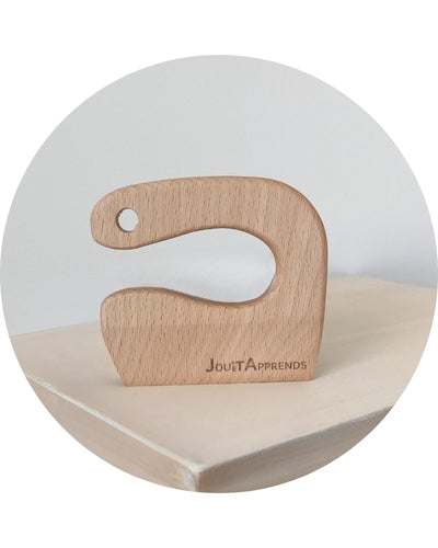 Couteau en bois pour cuisiner avec bébés et enfants - Ustensile cuisine Montessori - JouetApprends