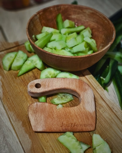 Couteau en bois pour cuisiner avec bébés et enfants - Ustensile cuisine Montessori - JouetApprends