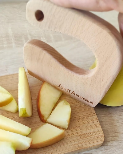 Couteau en bois pour cuisiner avec bébés et enfants - Ustensile cuisine Montessori - JouetApprends