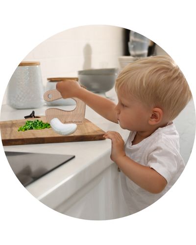 Couteau en bois pour cuisiner avec bébés et enfants - Ustensile cuisine Montessori - JouetApprends
