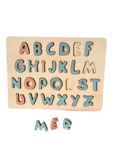 2 en 1 ABC Puzzle de Lettres Alphabet en bois à encastrer et Jeu de mémoire des mots - JouetApprends