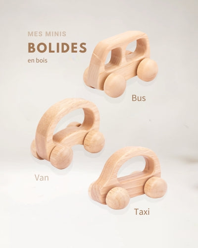 Mini Bolides en bois massif pour Bébé | Petite voiture | Jouet Montessori - JouetApprends