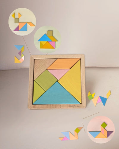 Jeux Puzzle Tangram en bois - Jeux Montessori 4 ans et jusqu'à 8 ans pour enfant - JouetApprends