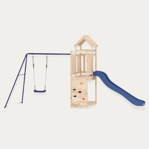 Aire de jeux extérieur en bois pour enfant 3-8 ans – Balançoire + Toboggan + Mur d’escalade - Livraison Rapide - JouetApprends