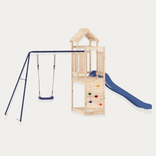 Aire de jeux extérieur en bois pour enfant 3-8 ans – Balançoire + Toboggan + Mur d’escalade - Livraison Rapide - JouetApprends