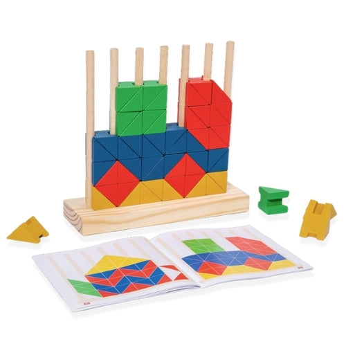 Jeu Montessori créatif en bois – Blocs de constructions logiques arc-en-ciel pour enfants de 3 à 7 ans - JouetApprends