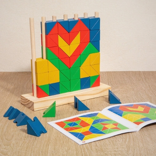 Jeu Montessori créatif en bois – Blocs de constructions logiques arc-en-ciel pour enfants de 3 à 7 ans - JouetApprends