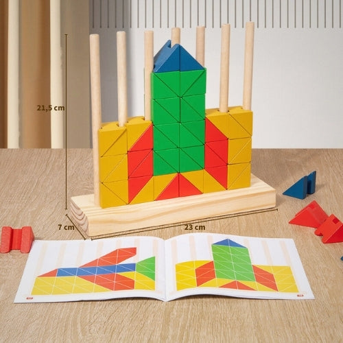Jeu Montessori créatif en bois – Blocs de constructions logiques arc-en-ciel pour enfants de 3 à 7 ans - JouetApprends