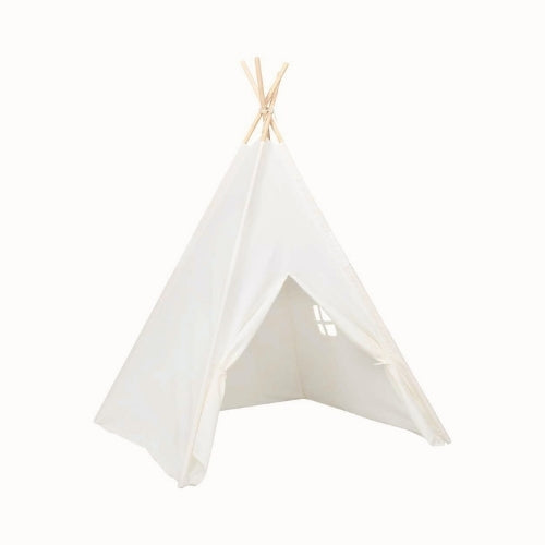 Tipi enfant Montessori en bois blanc avec fenêtre et sac - Tente chambre 3-7 ans - JouetApprends