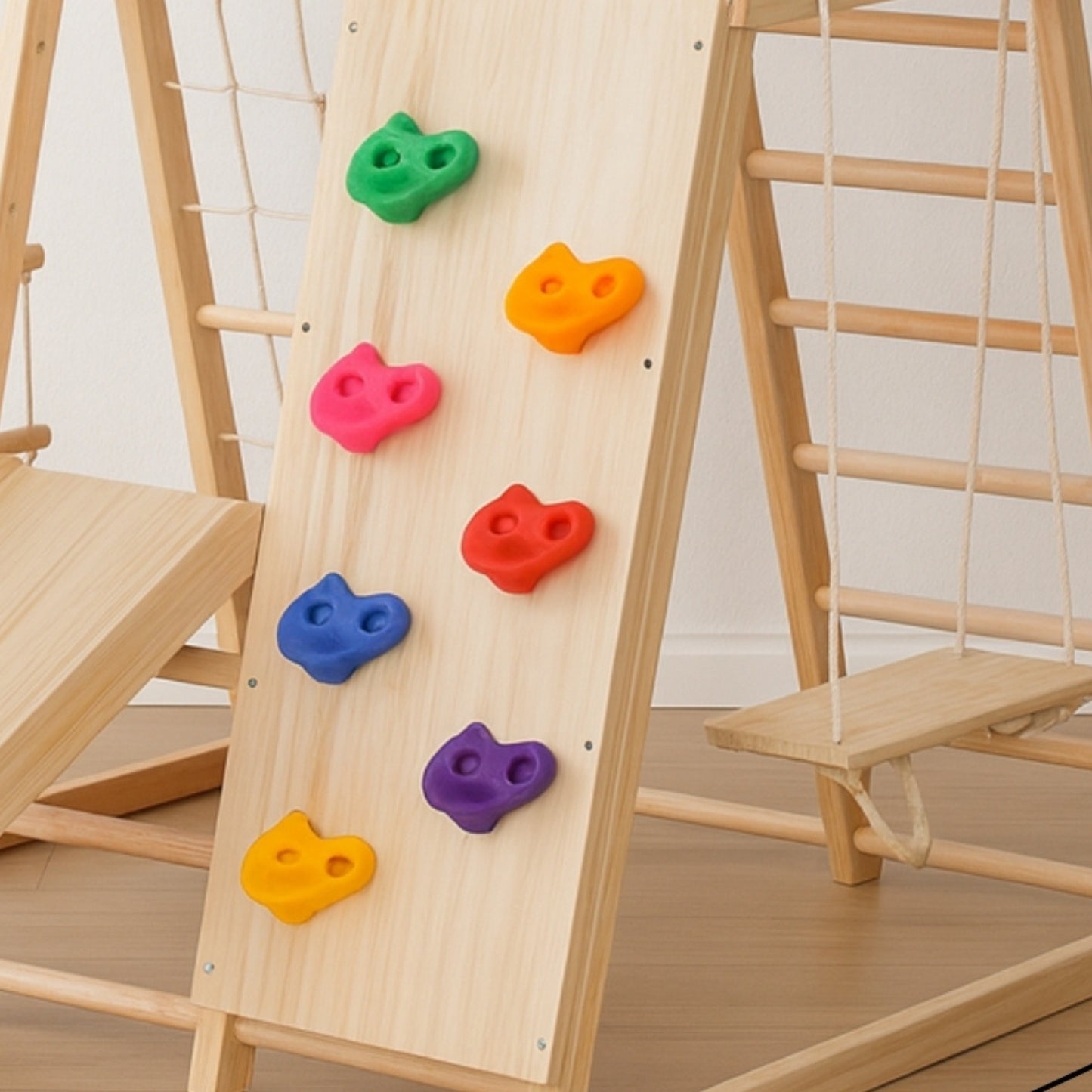 Aire de jeux Intérieur Montessori |  avec Prises d'Escalade & Toboggan | enfant 1 an à 5 ans - JouetApprends