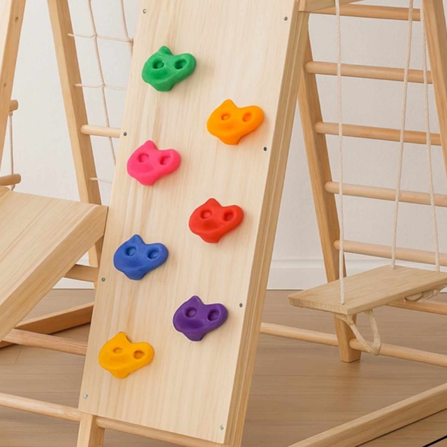 Aire de jeux Intérieur Montessori |  avec Prises d'Escalade & Toboggan | enfant 1 an à 5 ans - JouetApprends