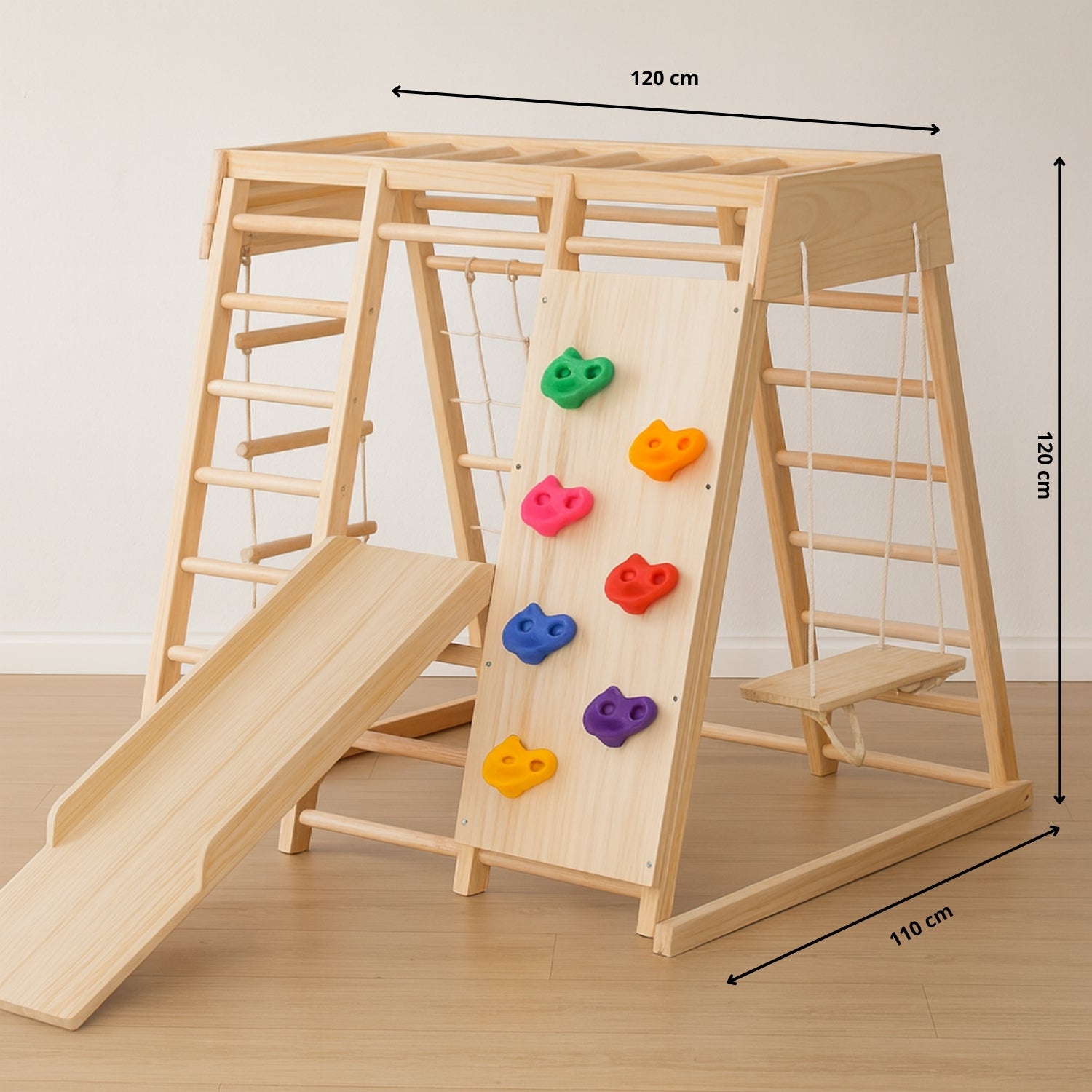 Aire de jeux Intérieur Montessori |  avec Prises d'Escalade & Toboggan | enfant 1 an à 5 ans - JouetApprends