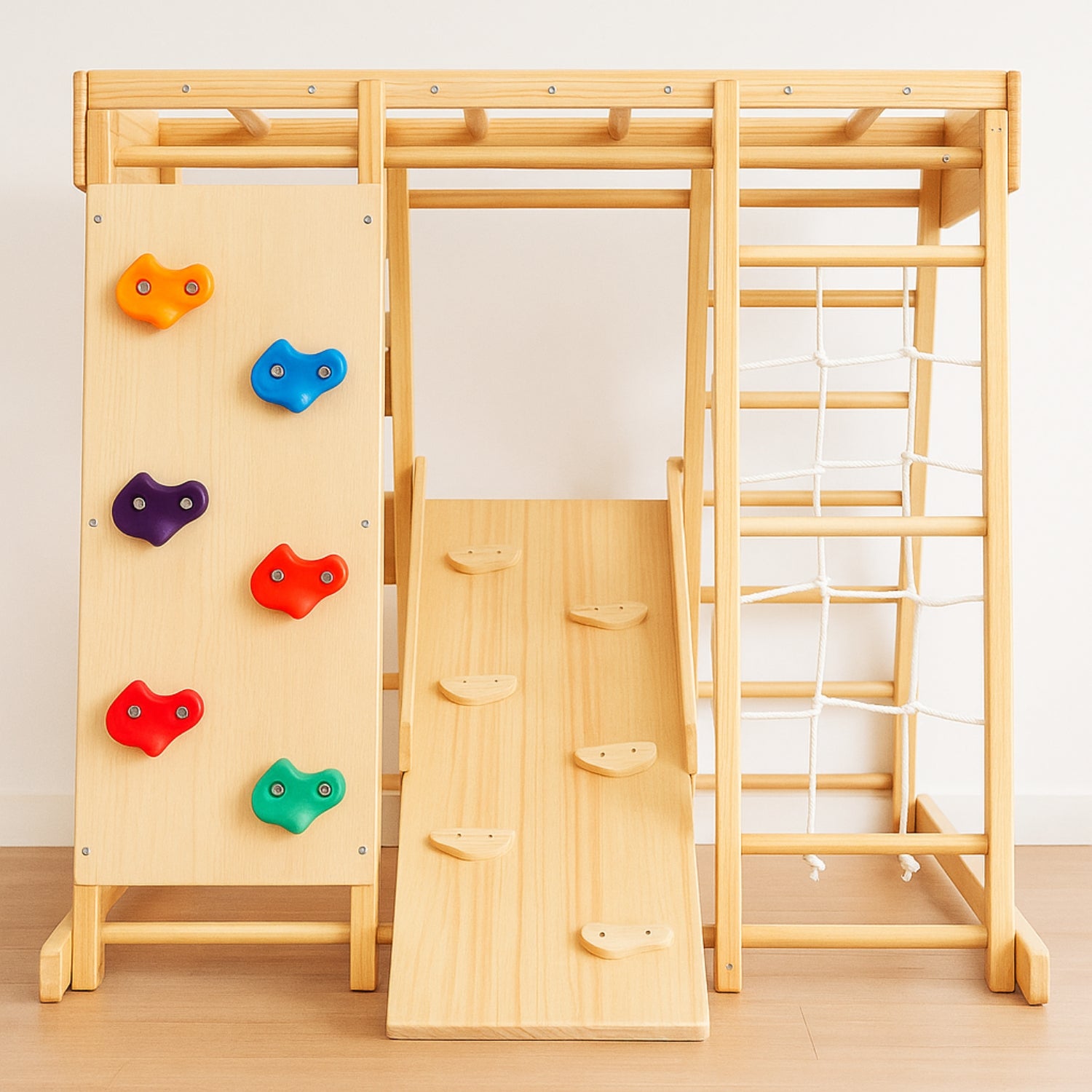 Aire de jeux Intérieur Montessori |  avec Prises d'Escalade & Toboggan | enfant 1 an à 5 ans - JouetApprends