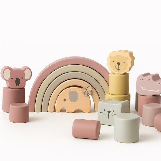 Mon Arc-en-ciel en bois Montessori - Jeux à empiler bébé et enfant - JouetApprends