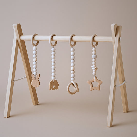 Arche d'Éveil Bébé 0-12 mois en Bois | Baby Gym Pliable | Pratique et Facile à installer - JouetApprends
