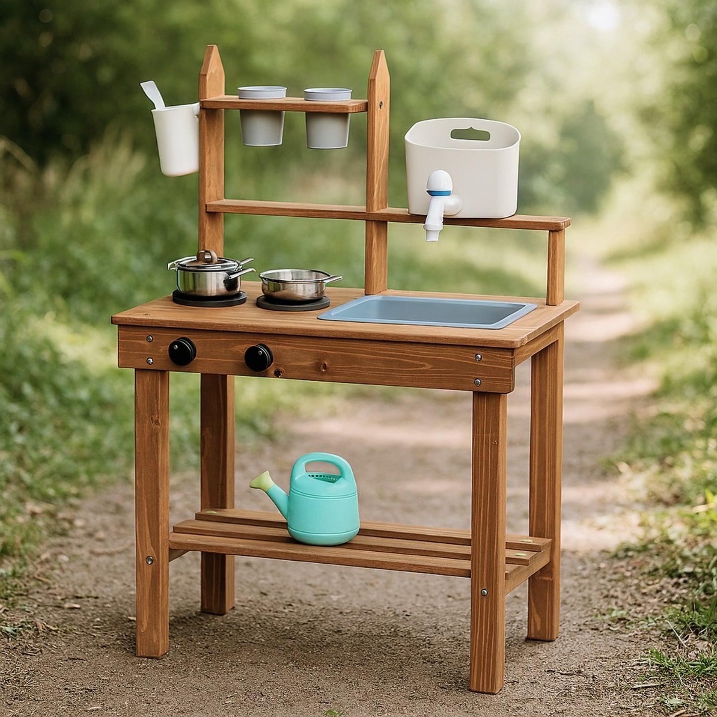 Cuisine d’extérieur en bois Montessori – Jeux, Aventures Sensorielles & Autonomie- Enfant  2-5 ans - JouetApprends
