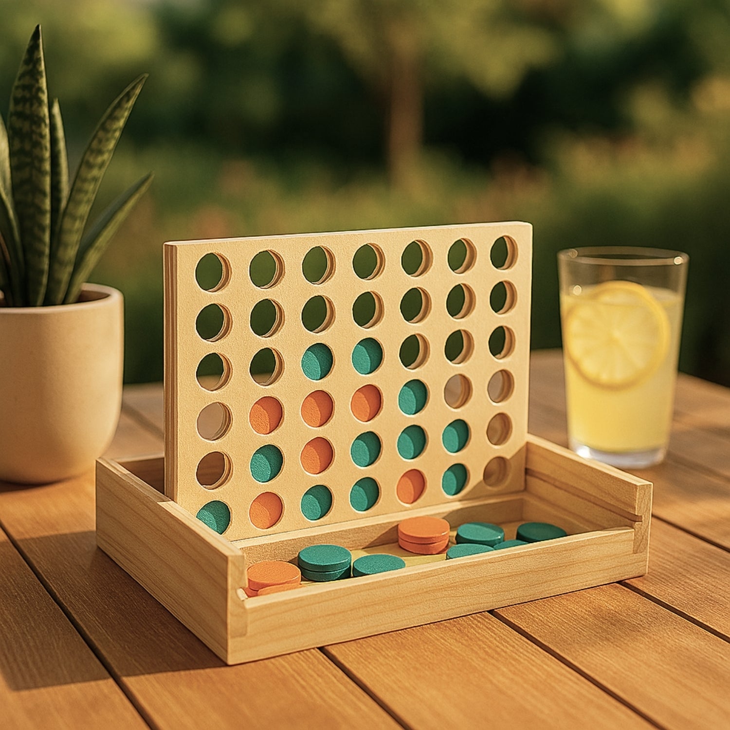 Puissance 4 en Bois Compact –  Enfant 3-99 ans et + Jeu de Plateau 4 à la suite - Idéal Voyage en Famille - JouetApprends
