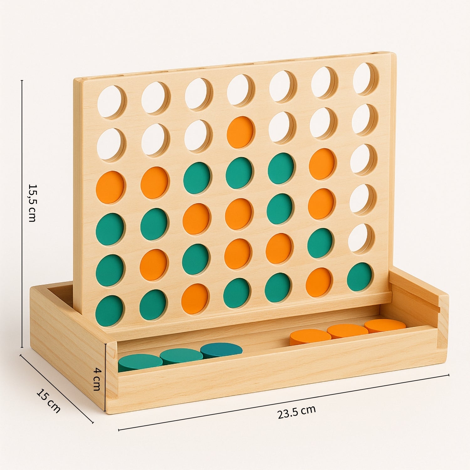 Puissance 4 en Bois Compact –  Enfant 3-99 ans et + Jeu de Plateau 4 à la suite - Idéal Voyage en Famille - JouetApprends