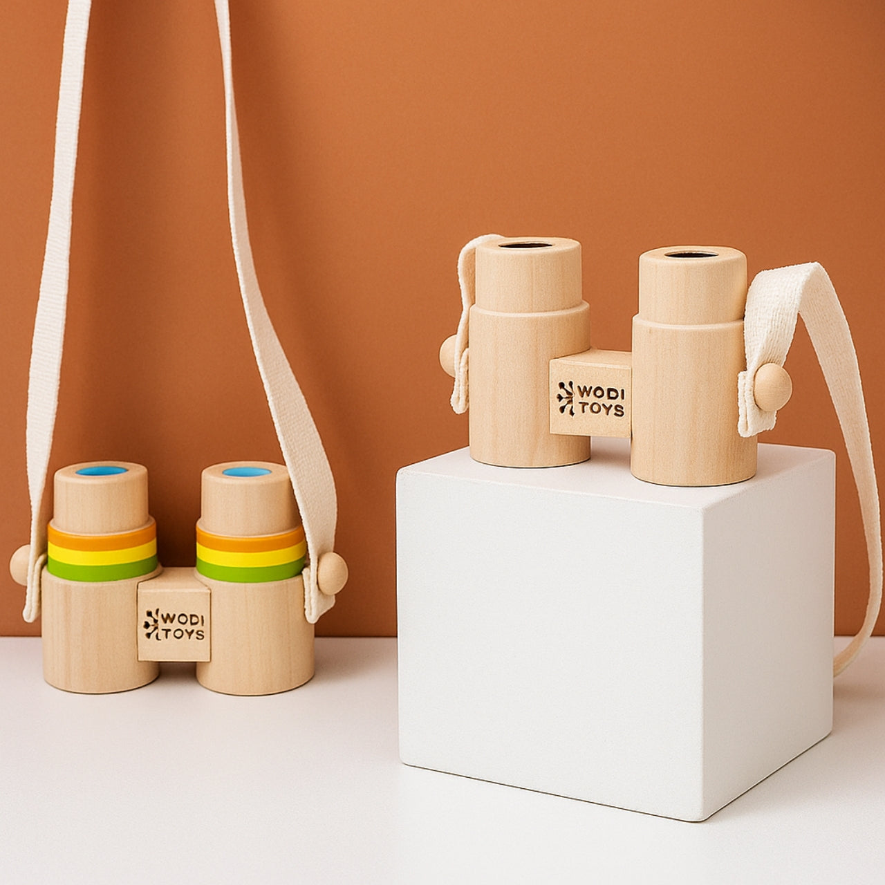 Jumelles Enfant en Bois naturel - Jeux Montessori pour Balades en Nature - 18 mois - 6 ans - JouetApprends