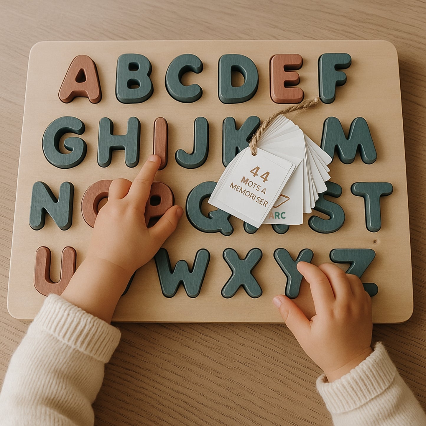2 en 1 ABC Puzzle de Lettres Alphabet en bois à encastrer et Jeu de mémoire des mots - JouetApprends