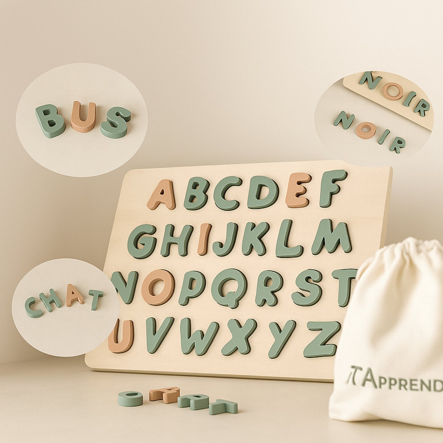 Kit Éducatif Montessori - Maternelles 123 ABC – Jeux Alphabet, Chiffres & Motricité bois| Enfants 3-6 ans - JouetApprends