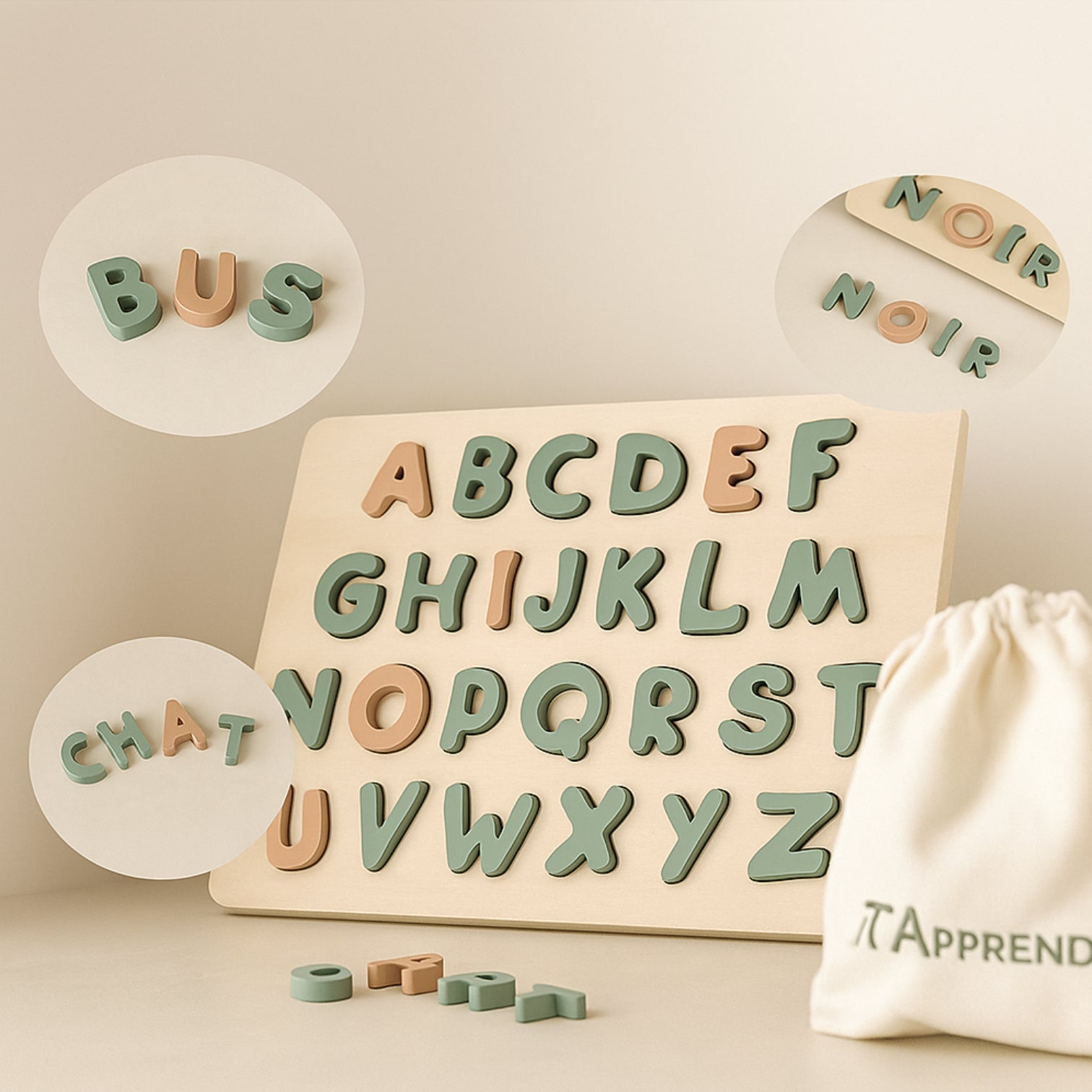Kit Éducatif Montessori - Maternelles 123 ABC – Jeux Alphabet, Chiffres & Motricité bois| Enfants 3-6 ans - JouetApprends