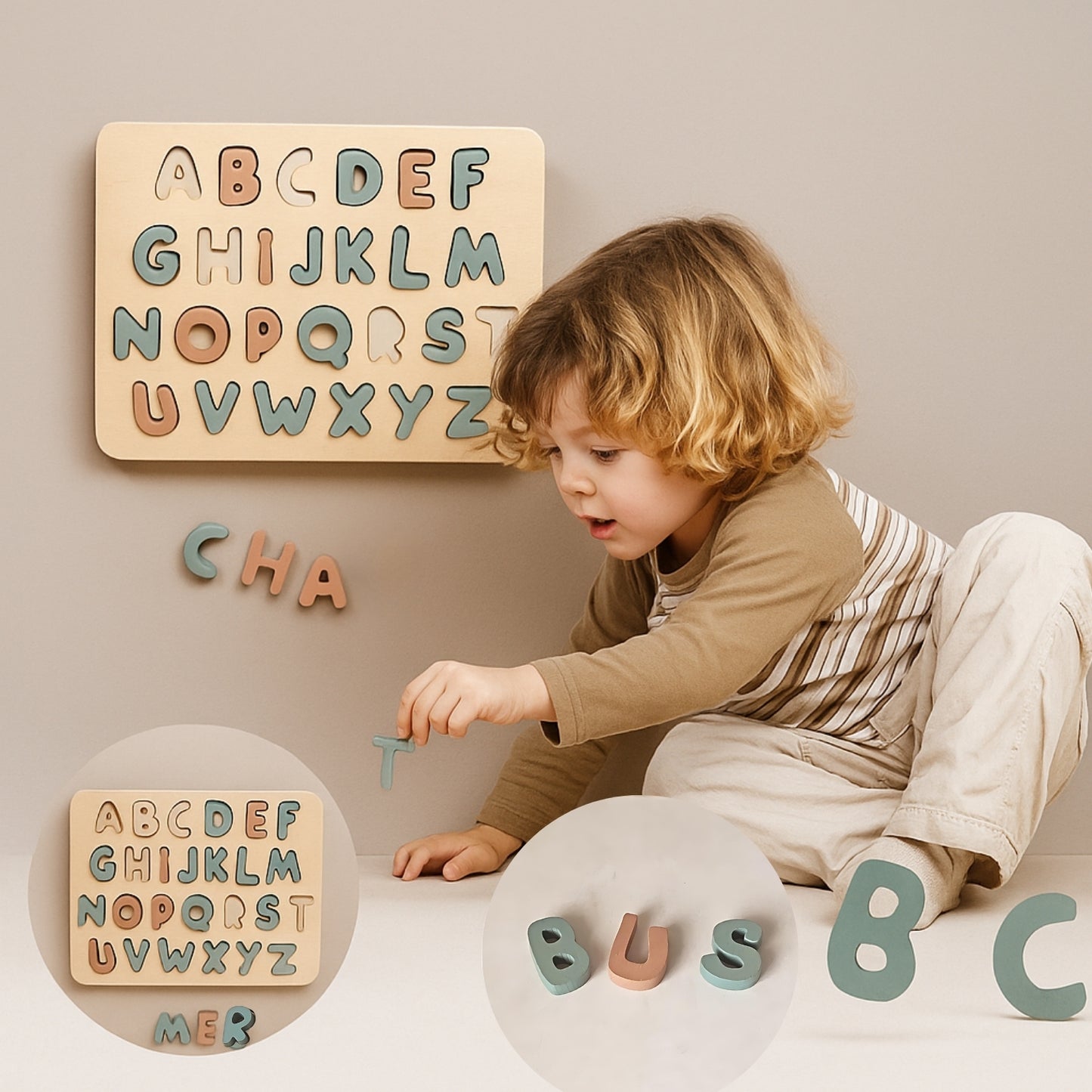 Kit Éducatif Montessori - Maternelles 123 ABC – Jeux Alphabet, Chiffres & Motricité bois| Enfants 3-6 ans - JouetApprends