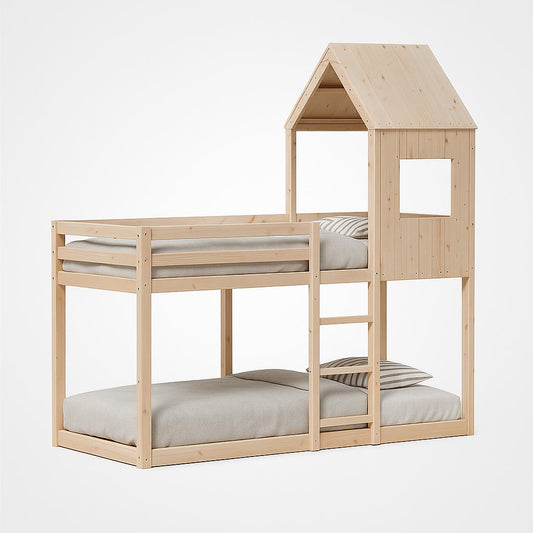 Lit cabane superposé enfant 90 x 190 cm | 80 x 200 cm | 75 x 190 cm en bois massif - JouetApprends