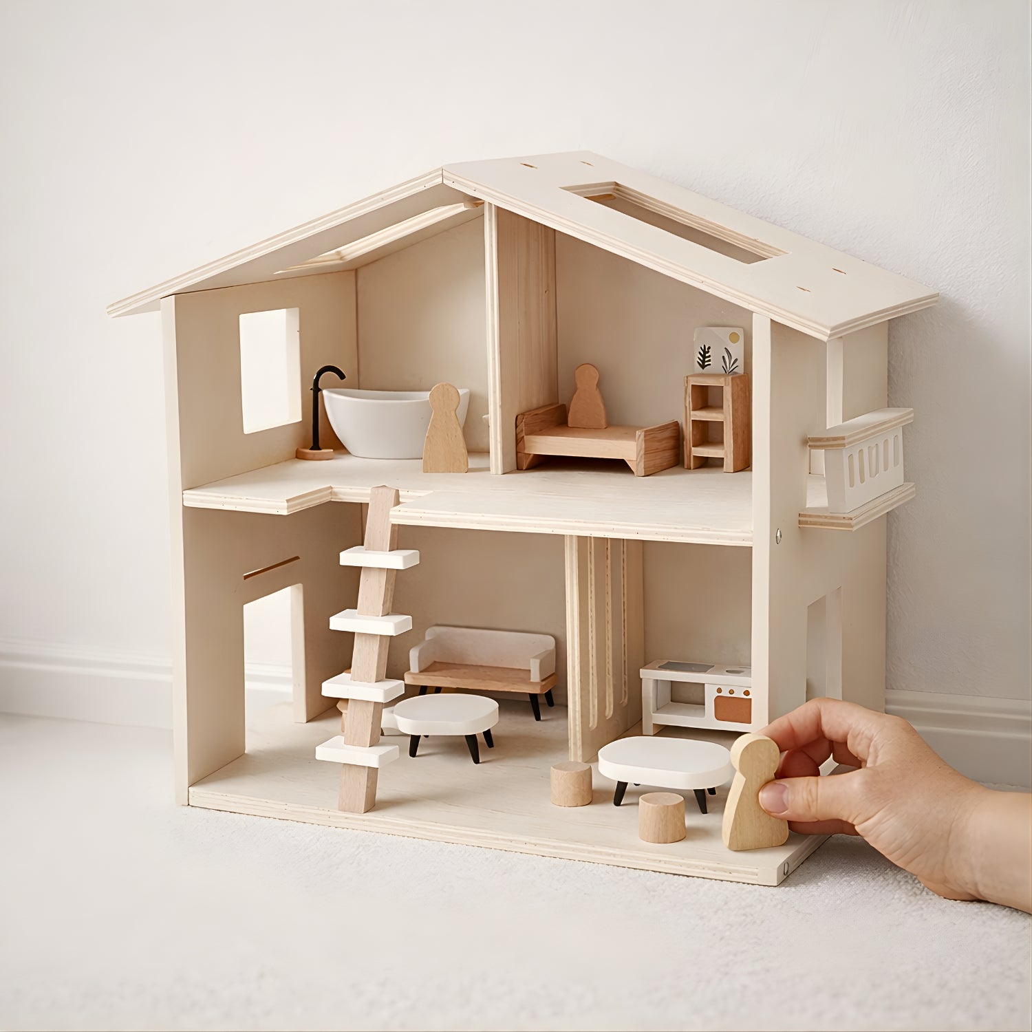 Maison de poupée Montessori en bois - Jouet pour enfant 3 ans et + JouetApprends - JouetApprends